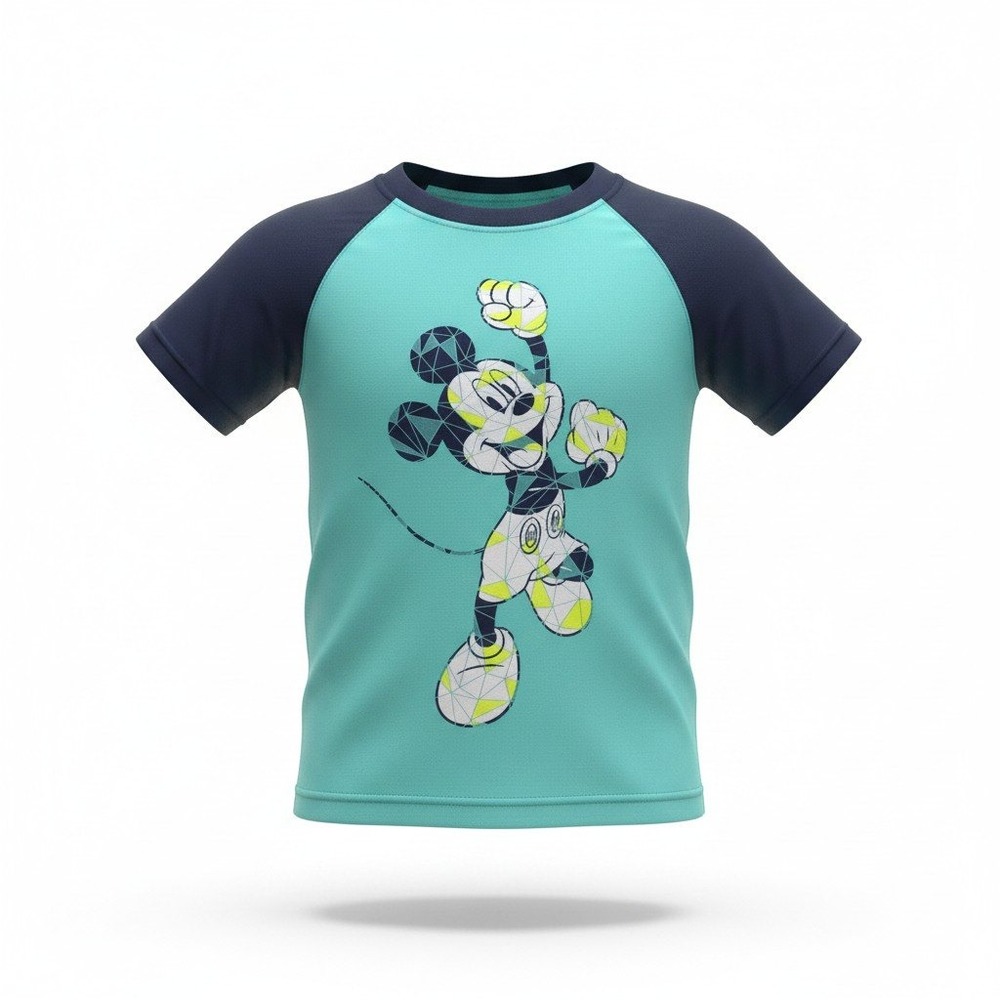 Disney Jumping Beans Mickey Mouse Active T-Shirt Teal Navy Blue Raglan 4T